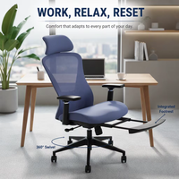 Chaise de bureau ergonomique en maille pivotante à 360° avec hauteur réglable pour ordinateur