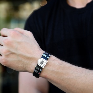 <span class=keywords><strong>Bracelet</strong></span> à breloques en cuir <span class=keywords><strong>personnalisé</strong></span> avec nom gravé pour <span class=keywords><strong>homme</strong></span> - Product Image 3