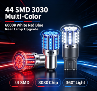 Ampoule LED pour voiture 3030-44SMD 6000K Blanc Rouge Bleu 360 °   Feu arrière de freinage et de position latérale 12V