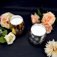Neues Design Geprägtes Galvanisiertes Glas-Kerzengefäß mit Individuellem Duft Soja- & Gelwachs für Raumdekoration Weihnachten Halloween