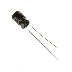 ตัวเก็บประจุแบบรูผ่านรัศมี22 uF 20% 50V ฝาครอบ UTS1H220MDD 22 uF - Product Image 1