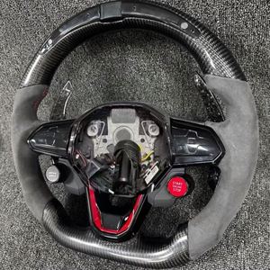 Volante Deportivo LED de Fibra de Carbono Compatible con Volkswagen Golf8 MK8 MK7 MK6 GTI GTD GTS GTE GLI <span class=keywords><strong>R</strong></span>-<span class=keywords><strong>Line</strong></span> <span class=keywords><strong>R</strong></span> Golf7 Golf6 CC Polo Passat JETTA GTR - Product Image 6