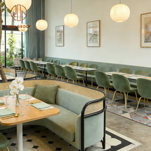 <span class=keywords><strong>Muebles</strong></span> <span class=keywords><strong>de</strong></span> Restaurante Ron Group, Asientos Curvos Tapizados, Mesa Cuadrada <span class=keywords><strong>de</strong></span> Madera, Silla <span class=keywords><strong>de</strong></span> Terciopelo Personalizada, Conjunto Comercial - Product Image 1