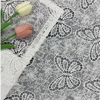 Tissu en dentelle polyester imitation coton avec broderie laser 3D motif grand papillon et sequins fantaisie pour robes de mariée