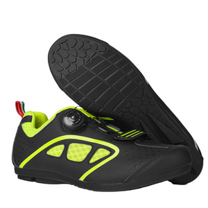 Zapatillas de Ciclismo Negras y Verdes con Suela de Goma EVA, Forro de Malla, para Carretera, Montaña, Gimnasio y Spinning - Product Image 1