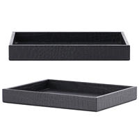 Plateau de rangement en cuir PU texturé croco de luxe personnalisé, organiseur de bureau pour hôtel, cuisine, salon, accessoires de maison