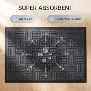 Japanese Korean Style Striped Rectangular Polypropylene Door Mat Black Brown Burgundy Pattern Home Entryway Spot Clean - Product Image 4