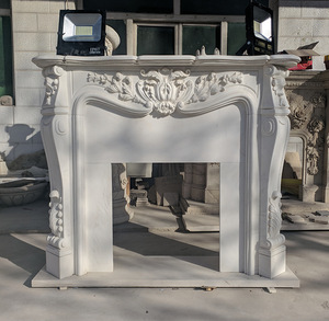 Manteau de <span class=keywords><strong>cheminée</strong></span> en <span class=keywords><strong>marbre</strong></span> <span class=keywords><strong>blanc</strong></span> naturel de luxe personnalisé, sculpté à la main, pour la décoration de villas, d'hôtels et de maisons - Product Image 5
