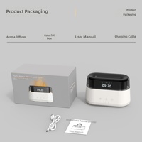Diffuseur d'arômes Hongpai Flame, type brumeux, 180 ml, avec fonctions d'horloge et d'alarme, protection contre le niveau d'eau, arrêt automatique
