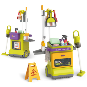 Chariot de nettoyage interactif pour jeux d'imitation préscolaires, <span class=keywords><strong>aspirateur</strong></span>, <span class=keywords><strong>balai</strong></span> coloré, ensemble de jouets de nettoyage pour enfants - Product Image 1