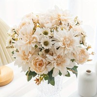 Fleurs artificielles faites à la main ODM, bouquet mixte blanc crème, rose moderne, respectueux de l'environnement, décoration de table, décoration de la maison, réutilisable