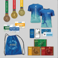 Ensemble de course personnalisé pour demi-marathon : Maillot à sublimation dégradée avec médaille et sac à cordon pour événement de course urbaine