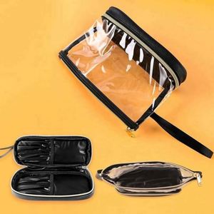 Sac cosmétique transparent en PVC avec fermeture éclair approuvé par la TSA, logo personnalisable, organisateur, résistant à l'eau, portable, style tendance - Product Image 6