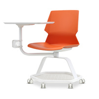 Chaise de conférence moderne pliable pour tablette, idéale pour les étudiants (école/collège), hôpitaux, usage domestique ou bureautique, avec siège pivotant en plastique et espace de rangement pour tablette