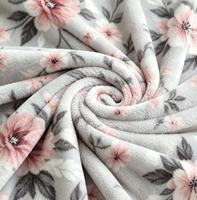Selimut Flanel Fleece OEM/ODM Custom, Motif Bunga Pink Abu-abu, Lembut, Hangat, Dekoratif untuk Sofa Rumah