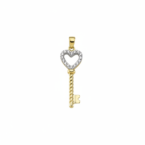 14K สร้อยคอกุญแจหัวใจสีทองหายจี้เสน่ห์สำหรับผู้หญิงเครื่องประดับดีทำจากไก่งวง - Product Image 2