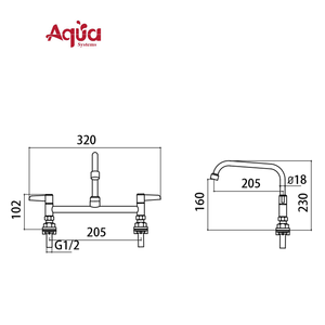 Robinet de cuisine classique en laiton, double trou, double poignée, design moderne en acier inoxydable 304, mitigeur commercial à montage sur plan, rotation à 360 degrés - Product Image 2