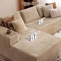 Sofá Modular de Esponja Pura Comprimida, Sofá Seccional Integrado con Estructura de Tela de Pana, Sofá Sencillo para Sala de Estar y Uso Hotelero