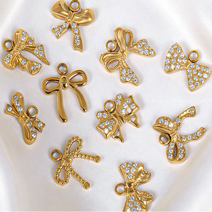 Dijes de Lazo Personalizados de Lujo en Acero Inoxidable 316L con Baño de Oro de 14k/18k y Circonitas para Fabricación de Joyería, Collares y Pulseras al por Mayor - Product Image 1