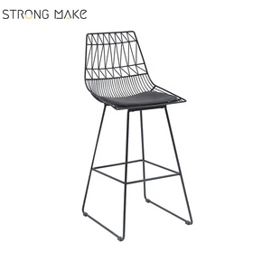 Outdoor Commercial Patio Tabouret De <strong>Bar</strong> Iron <strong>White</strong> Wire Mesh Armless Barstool Chair Industrial Iron Mesh <strong>Bar</strong> <strong>Stool</strong> With Pad - Product Image 3