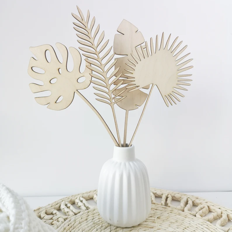 Lasercut тропические листья букет деревянное украшение дома