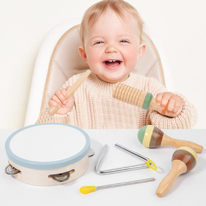 Instruments de <span class=keywords><strong>musique</strong></span> <span class=keywords><strong>en</strong></span> bois pour bébés d'âge préscolaire, jouets Montessori pour tout-petits, ensemble d'instruments de percussion avec xylophone bohème moderne - Product Image 6