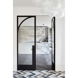 Puertas Interiores de Aluminio Elegantes con Manija de Latón para Casas, Diseño de Rejillas Arqueadas Internas, Puertas Francesas de Acero para Habitaciones - Product Image 4