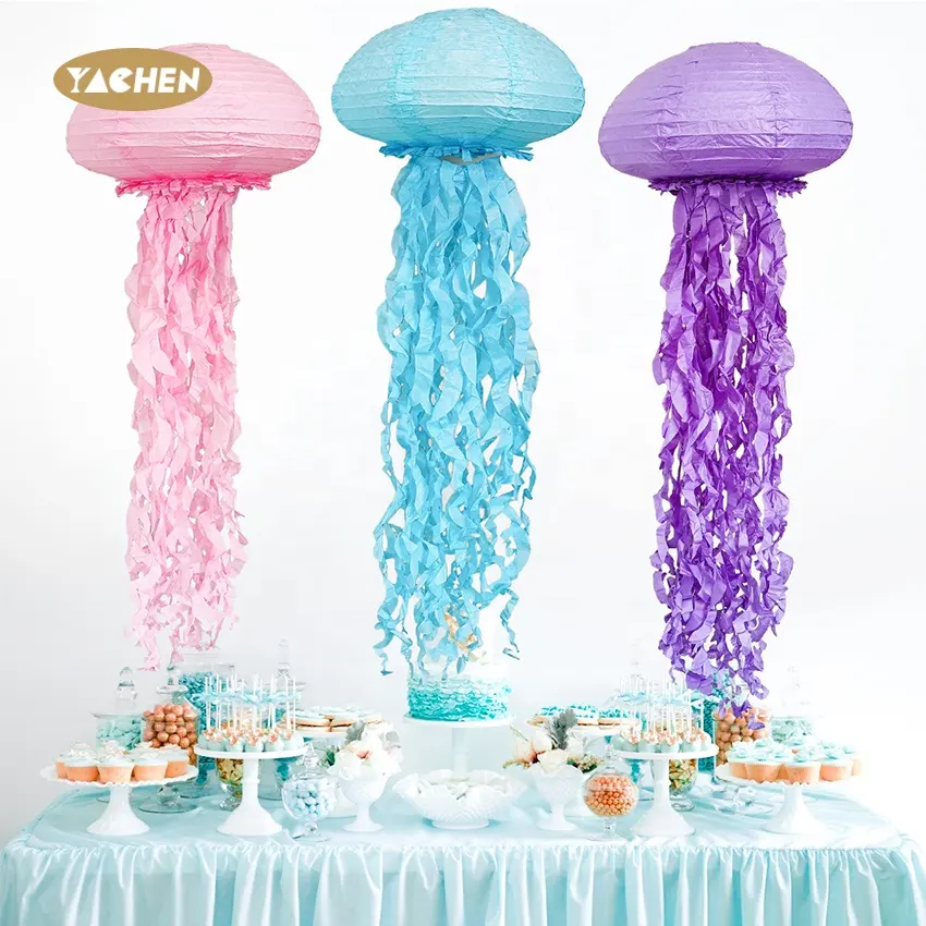 YACHEN Hanging Jellyfish Paper Lanterns for Child Mermaid Theme Birthday Party Decoration Supplies