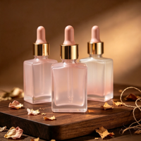 Botella de Vidrio Rectangular Vacía con Fondo Grueso para Cuidado de la Piel, 15ml 30ml, Ámbar, con Pulverizador de Aceite, Serigrafía, Libre de BPA, Envase Cosmético de Vidrio
