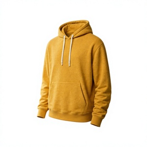 Sweat-shirt à capuche jaune moutarde pour homme, coupe classique, en molleton de coton, décontracté, avec poche avant, fabriqué sur mesure - Product Image 1