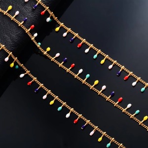 Collier long en acier inoxydable émaillé coloré et délicat pour femme, chaîne de cou à maillons, collier ras du cou plaqué or, accessoires de bijoux bohèmes - Product Image 4