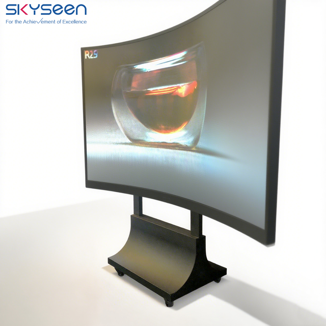 SKYSEEN R2.5 Curved LED Display Screen Commercial Advertising Digital Video Player Rolling Wheels Movement Standing Display