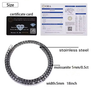 <span class=keywords><strong>Bracciale</strong></span> Tennis Personalizzato di Alta Gioielleria con Moissanite Nera VVS da 4mm 5mm in <span class=keywords><strong>Acciaio</strong></span> Inossidabile - Product Image 2