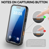 Coque de Téléphone Étanche Redpepper en Plastique Magnétique Antichoc IP68 pour Plongée avec Contrôle Caméra 360° pour iPhone 16 17 Pro 18 Pro Max