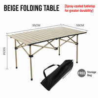 Table de camping pliable réglable en hauteur avec sac de rangement pour pique-nique en plein air, utilisation en stand, en acier au carbone, mobilier d'extérieur