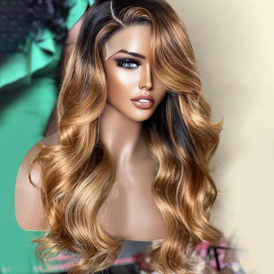 Honey Blonde Body Wave 13x4 Cuticle aligned Lace Front Wig Remy Human Hair Wig Blonde Color HD Lace Front Wigs For Black Women