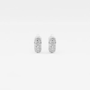 Pendientes de aro tipo huggie con segundo piercing, con diamante redondo cultivado en laboratorio de 1/5 ct, joyería elegante y minimalista para uso diario - Product Image 3