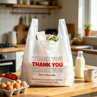 Sac en plastique HDPE personnalisé avec poignées pour courses, supermarché, épicerie, type T-shirt