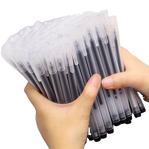 Stylo neutre givré promotionnel bon marché marqueur de signature <span class=keywords><strong>aiguille</strong></span> de papeterie d'étudiant 0.5mm stylo d'examen de bureau noir Transparent - Product Image 1