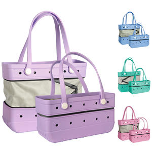 Bolsa de playa Eva de goma impermeable superventas Unisex de tamaño mediano ligero de gran capacidad Eva ZipperTote Bag - Product Image 1