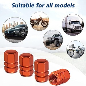 Capuchon de valve en alliage, capuchon de tige de valve de pneu universel, cache-poussière, capuchon de buse d'air, pièces automobiles, orange, métal - Product Image 5