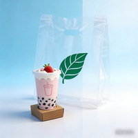 Sac à emporter pour boissons en polyéthylène PP à fond carré, taille personnalisée, porte-gobelet transparent, biodégradable, logo personnalisé, café, jus, lait, thé