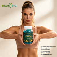 Gummies à la créatine Blue Bear OEM à la myrtille, anti-fatigue, 60 unités, complément alimentaire végétalien pour le soutien pendant l'entraînement