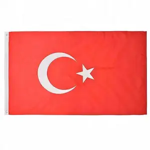 저렴한 가격 터키 국기 가격 인쇄 폴리에스터 국가 5x3 피트 150x90 cm 터키 국기