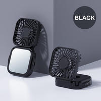 Ventilateur à brume d'eau à porter autour du cou, ventilateur de refroidissement personnalisé avec logo. Ventilateur portable pliable rechargeable par USB avec miroir de maquillage pour voiture et camping-car