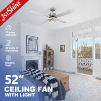 Ventilateur de plafond 1stshine 52 pouces, style classique moderne, commande vocale, ultra silencieux, 6 vitesses, qualité durable, décoration intérieure, avec lumière