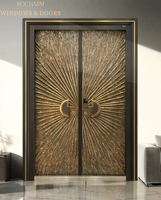 Porte de sécurité double en acier BOCHARM avec incrustation mosaïque et poignée semi-circulaire irisée pour villa ultra-luxe