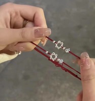 Bracelet à breloques en cordon rouge vintage, étoile à six branches, réglable, fait main, bijou d'amitié, cadeau