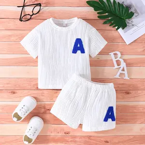 Wholesale Summer Baby Clothing Sets New Born Baby Organic Cotton Short Sleeve Shorts Baby Boy Clothing Sets