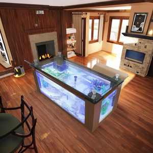 Tavolino <span class=keywords><strong>da</strong></span> Caffè in Vetro di Alta Qualità, Acquario Moderno 150L 25W, Forma Rettangolare, <span class=keywords><strong>Arredamento</strong></span> Ecologico per Soggiorno, Bagno e Scrivania - Product Image 3